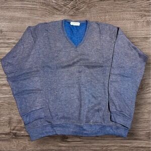 Creslan and Rayon Sweater Men Large‎ Men Purple Vintage Vneck 60s Soft USA Made